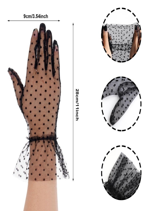 phnydreg 2 Pcs Fascinator Hat Set Headband Gloves for Women (US, Alpha, One Size, Black) - Image 3